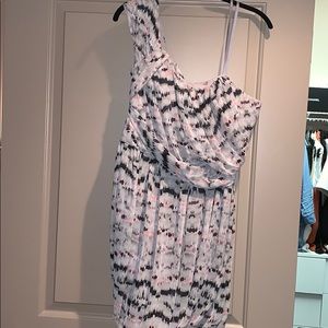 NWT -BCBG pink and grey one shoulder dress